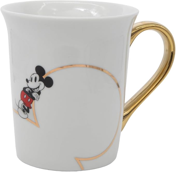 Disney 100th Anniversary Mickey Mouse Ceramic Mug – Elegant D100 Anniversary Coffee Cup with Gold Handle – Collectible Ceramic Coffee Mug Featuring Mickey Mouse – Official Licensee