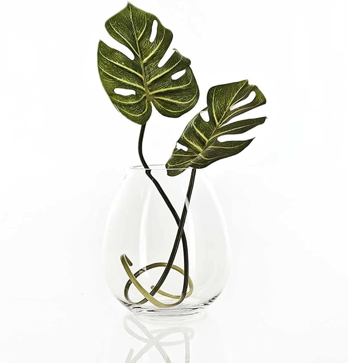 COURONNE CO. Clear Modern Glass Vase for Bouquet 7.88" Centerpiece Vase Decor for Table, Living Room, Bedroom, Office, Kitchen, and Many More, Recycled Glass Flower Vase, 1 Piece, 106.5 oz Capacity