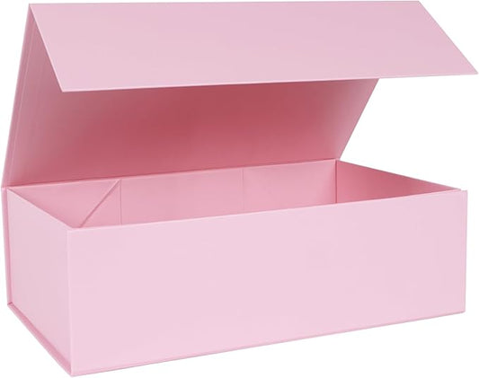 Pink Gift Box with Magnetic Lids 13.8x8.3x4.4 in, Large Present Box for Bridesmaid Proposal Wedding Mother's Day 1 Pack