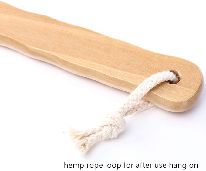 Dry Bath Body Brush 12.6", Long Handle Natural Bristles Shower Brush Back Scrubber with Anti-Slip Wooden Handle, Good for Exfoliating, Blood Circulation, Detox and Cellulite, etc.