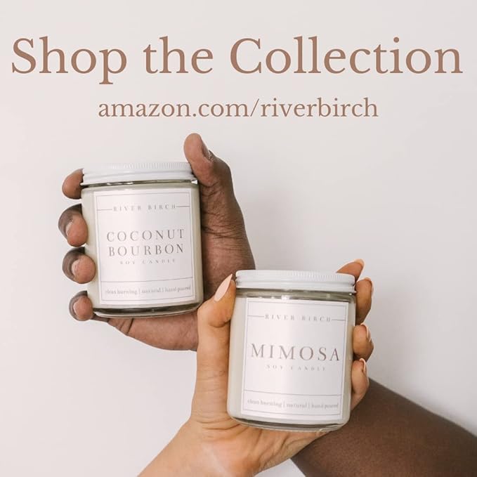 River Birch Candles Coconut Bourbon Scented Candle | Premium, All-Natural, Non-Toxic, Soy Candles | 8.5oz 40 Hr Burn Time | Cozy Relaxing Gifts for Home