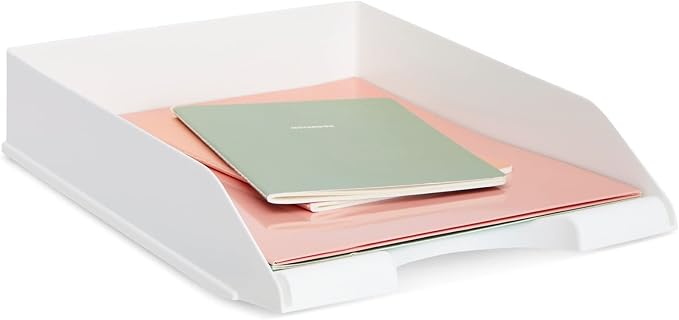 Stockroom Plus Rectangular Letter Trays - Paper Trays for Classroom - Desktop Paper Organizer & File Holder - Document Organizer for Desk Storage - Pack of 4, White, 10 x 13.5 x 2.5 in