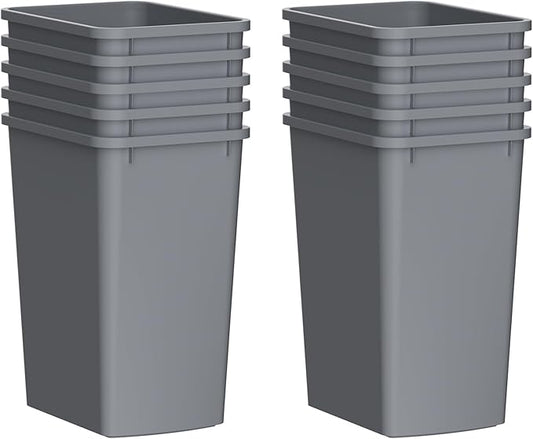 35QT Kitchen Trash Can, Garbage Waste Recycling Bin, Sturdy and Lightweight Trash Cans, Wastebasket for Kitchen, Workspace, Bathroom, Office, Easy to Clean, 10 Pack, Gray