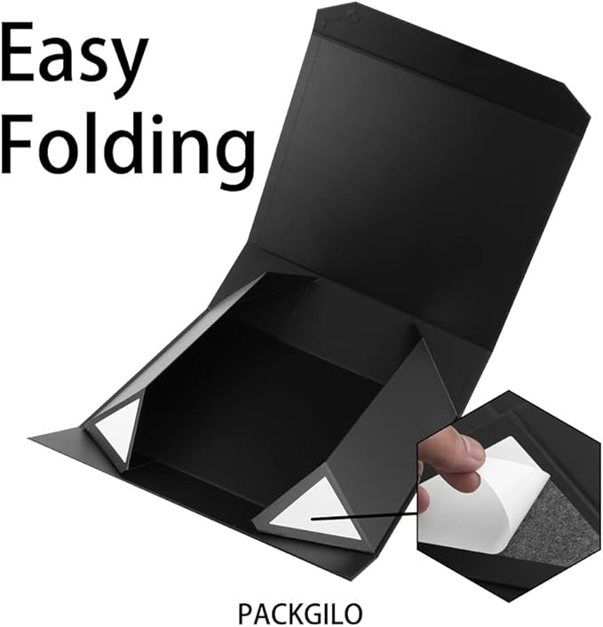 3 Pcs Matte Black Extra Large Gift Box with Lid, 19x16x6 Inches, Hard Magnetic Giant Gift Boxes for Presents Clothes Robe Wedding Dress Sweater,Reusable Foldable Bridesmaid Proposal Box