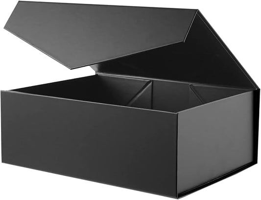 BLK&WH Gift Box 10.5x7.7x3.8 Inches With Magnetic Lid, Collapsible Groomsman Box (Matte Black)