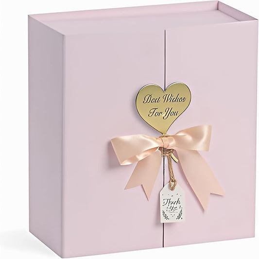 7x7x3 Inch Pink Gift Boxes with Lids, Small Pink Gift Box with Ribbon Card Fancy Gift Wrap Boxes for Anniversary, Bridal Showers, Weddings, Girlfriend, Bridesmaids Gifts, Mother's day