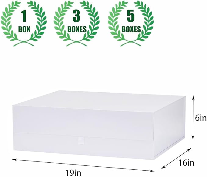 Extra Large White Gift Box 19x16x6 Inches,Gift Boxs for Presents with Lid Magnetic Closure Collapsible,Bridesmaid Proposal Box,Birthday, Christmas,for Clothes and Large Gifts