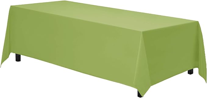 Gee Di Moda Rectangle Tablecloth - 90 x 132 Inch Apple Green Table Cloth for 6 Foot Table with Floor-Length Drop - Heavy Duty Washable Fabric - 6 Ft Buffet Table, Holiday Party, Wedding & Baby Shower