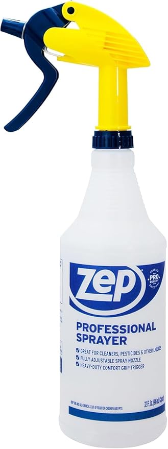 Zep Professional Sprayer Bottle – Fine Mist up to a 30-Foot Stream - (Case of 6) 32 oz.-Versatile Adjustable Nozzle Spray Bottles with a Fine Mist or Powerful Spray, Refillable for Diluted Concentrate
