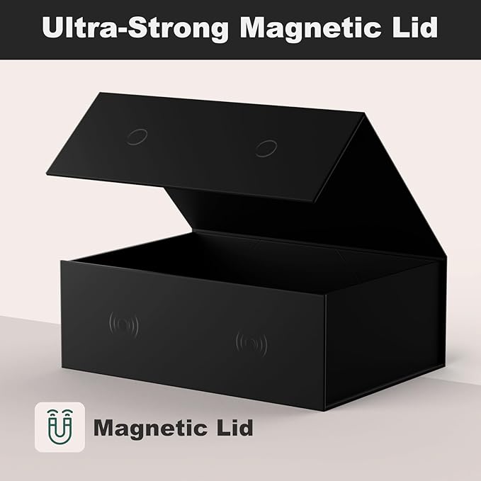 Large Black Gift Box with Lid: 2 Pack 13.5×10×5 Inches - Strong Magnetic Closure for Christmas Wedding Birthday Gifts – Perfect for Couples Friends Family