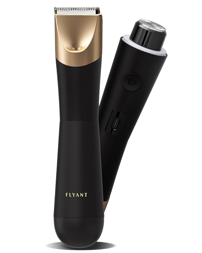 Bikini Trimmer for Women, 2 in 1 Electric Shaver for Women, Bikini Razor Waterproof IPX7 with LED, Pubic Hair Trimmer for Leg Arm Underarm Bikini Area, Christmas Gift Box for Friends - Black Gold