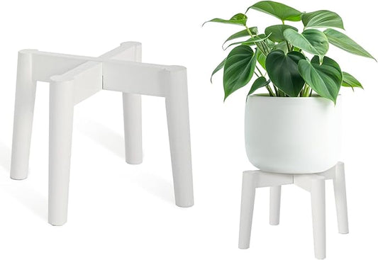 Wood 7.5" x 9.8" Plant Stand Indoor Outdoor, Wooden Single Floor Plant Pot Holder, Natural Plant Stand, Assembly Required (Excluding Potted Plants)