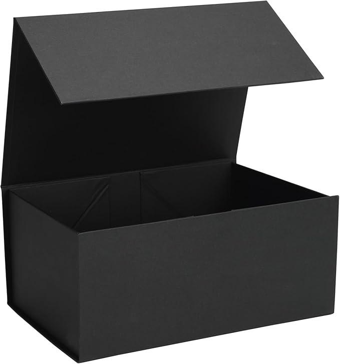 Ditwis 9x6x4 Inches Gift Box with Magnetic Closure Lid, Black Magnetic Box for Wedding, Groomsmen Bridesmaid Proposal, Birthdays, Mother's Day, 1 Pack