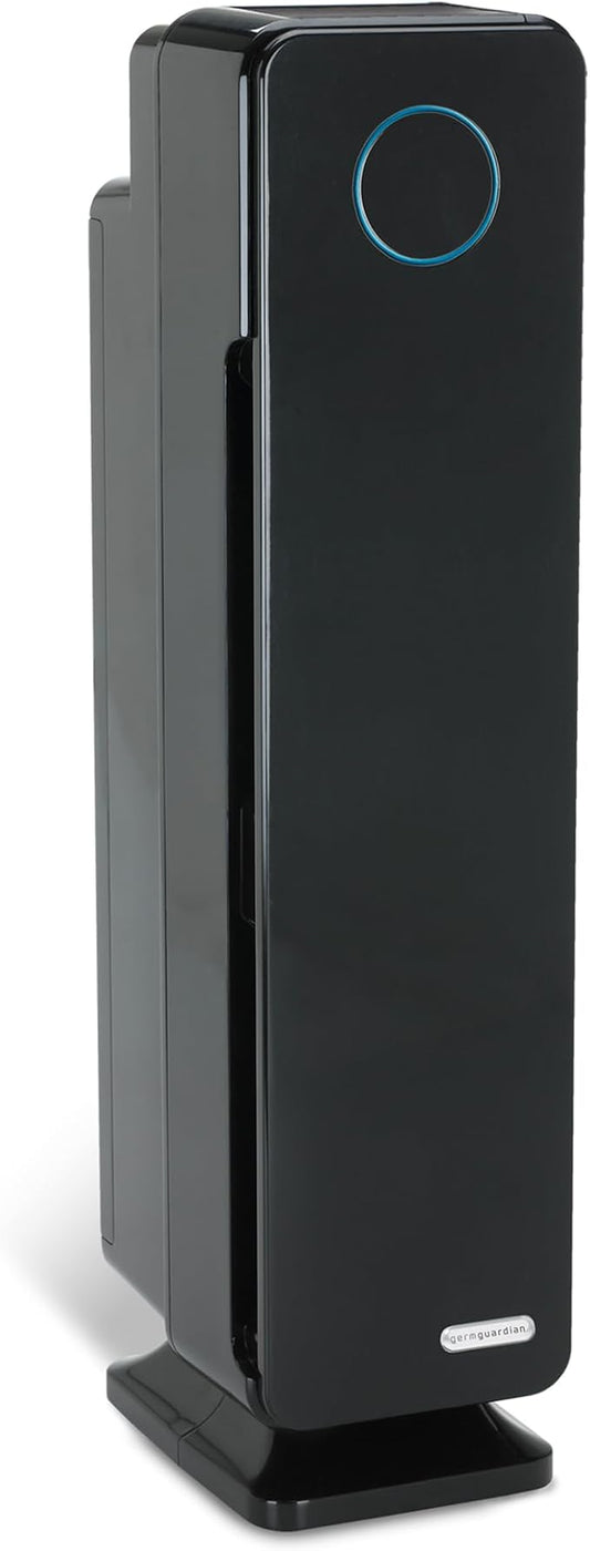 GermGuardian Air Purifier for Home with HEPA Pure Filter, for Wildfire Smoke, Pet Dander, Pollen, Odors, Large Rooms Up To 870 Sq. Ft., Removes 99.97% Pollutants, UV-C Light, 28", AC5350B, Black