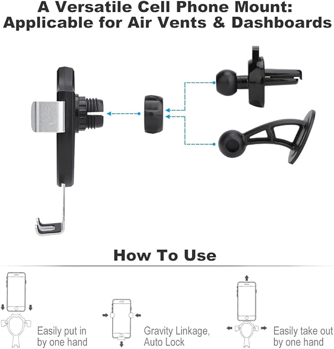 Phone Mount for Car Dashboard Air Vent Windshield Construction Equipment Forklifts Cranes Excavators Tractors Bulldozers Trucks Fashion Phone Holders