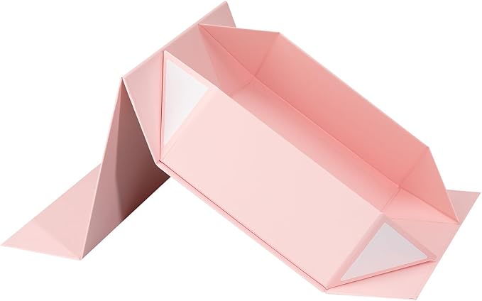 Pink Gift Box,Collapsible 7.8 x7x 3.1 Inches Gift Box with Lid,Magnetic Closure Matte Textured Finish Box for Wedding Gifts