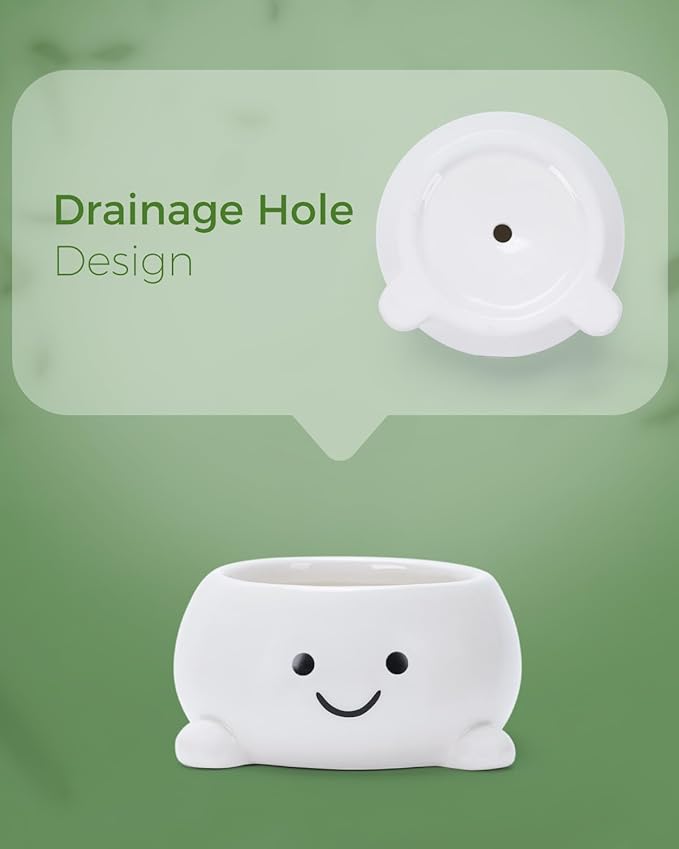 Smily Face Planter Pot Funny Toilet Plant Pots Cute Ceramic Flower Head Planters Succulent Pots for Indoor Outdoor Plants Unique Bathroom Planter with Drainage Hole