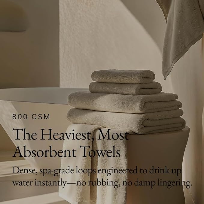 Italic Ultraplush 100% Australian Cotton Towels - Set of 2 Luxury Bath Towels, Quick Dry Plush and Absorbent, Heavy Duty Large Bath Towels, 800GSM Towels for Bathroom & Spa (Sand)