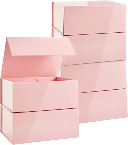 Stockroom Plus Jewelry Gift Box Set - 6-Pack, 9.5 x 7 x 4 In, Pink Magnetic Lids - Bulk Boxes for Bridesmaid Proposals, Wedding & Birthday Surprises