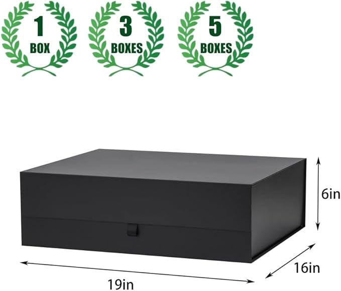 Extra Large Black Gift Box 19x16x6 Inches,Gift Boxs for Presents with Lid Magnetic Closure Collapsible,Groomsman Proposal Box,Birthday, Christmas,for Clothes and Large Gifts
