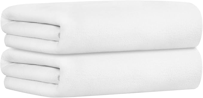JML Microfiber Bath Towels, Large, Oversized, Soft, Super Absorbent and Fast Drying Bathroom Towel Set for Hair Wrap, Beach, Sport, Fitness, Yoga, 2 Pack, 30" x 60" (White Color)