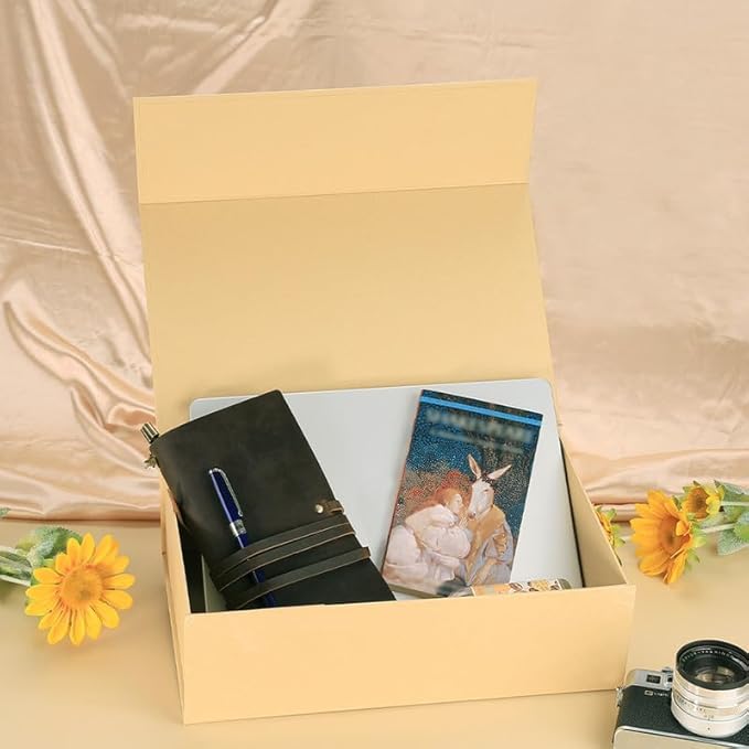 RayofSun Brown Gift Boxes with Magnetic Lids for Presents,13.7x9x4.3 inch Large Rectangle Collapsible Decorative Boxes, Bridesmaid Groomsman Proposal Box for Wedding,Christmas,Birthday(5PCS)