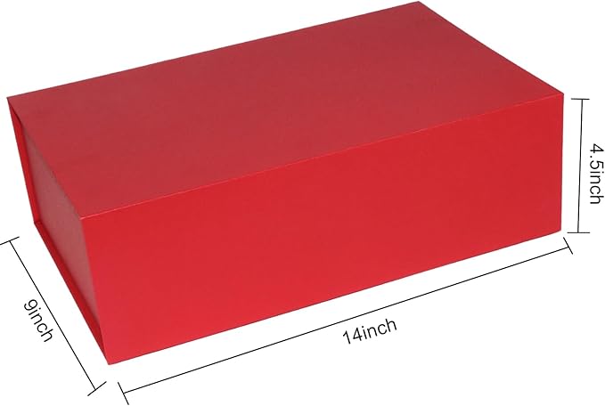 YINUOYOUJIA Large Red Gift Boxes with Lid,14"x9"x4.5" Magnetic Gift Box with Ribbon,Cards and Envelopes for Presents,Great for Wedding,Birthdays,Crafting,Gift Packaging.