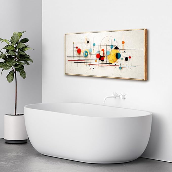 hyidecorart Wood Framed Canvas Wall Art For Living Room Large Decorations For Bedroom Room Office Wall Decor Color Line Color Block Abstract Wall Painting Prints Pictures Artwork Home Decor