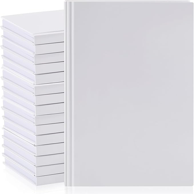 Henoyso 16 Pcs A5 Blank Notebooks Journals Bulk 100 Sheets/200 Pages Unlined Craft Notebooks Kraft Sketchbooks Hardcover for Writing Drawing for Gifts Students School Office, 8.3 x 5.7 in (White)