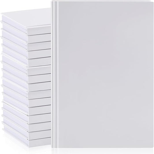 Henoyso 16 Pcs A5 Blank Notebooks Journals Bulk 100 Sheets/200 Pages Unlined Craft Notebooks Kraft Sketchbooks Hardcover for Writing Drawing for Gifts Students School Office, 8.3 x 5.7 in (White)