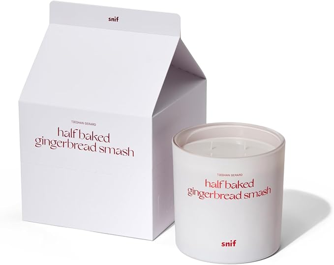Half Baked Harvest Gingerbread Smash Holiday Scented Candle by Snif, Gourmand, Spicy, Vanilla Scent, 50+ Hours, 100% Cotton Fiber Wicks, Soy Wax Blend, Non-Toxic, Vegan, 50oz