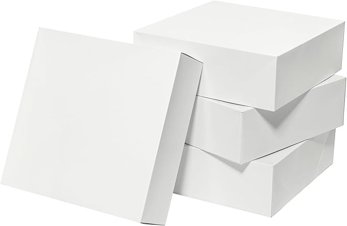 Mefleet 25 Pack 12x12x4 Inches Large Gift Boxes with Lids Bulk Extra Deep Square Shirt Clothes Scarf Box for Christmas Presents, Holidays, Birthday, Wedding Gift Wrapping White