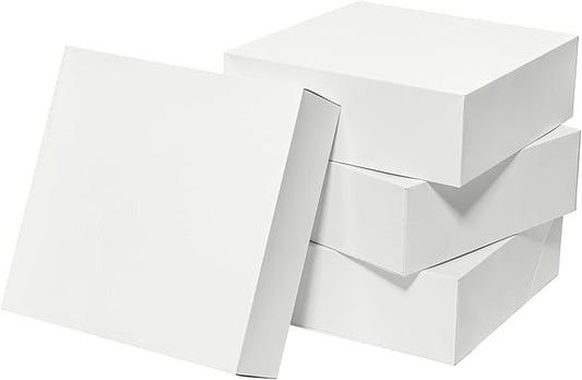 Mefleet 25 Pack 12x12x4 Inches Large Gift Boxes with Lids Bulk Extra Deep Square Shirt Clothes Scarf Box for Christmas Presents, Holidays, Birthday, Wedding Gift Wrapping White