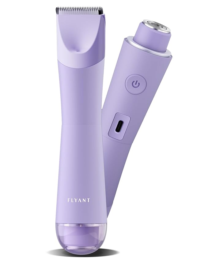 Bikini Trimmer for Women, 2 in 1 Electric Shaver for Women, Bikini RazorWaterproof IPX7 with LED, Pubic Hair Trimmer for Leg Arm Underarm Bikini Area, Christmas Gift Box - Lavender Dream Purple