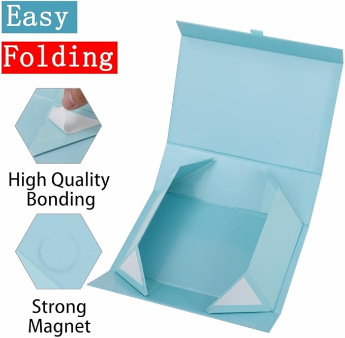 Large Gift Box 13.5x11.8x4.7 Inches, Blue Gift Boxes for Presents with Magnetic Closure Lid, Luxury Gift Box Rectangle Collapsible Boxes for Gift Packaging