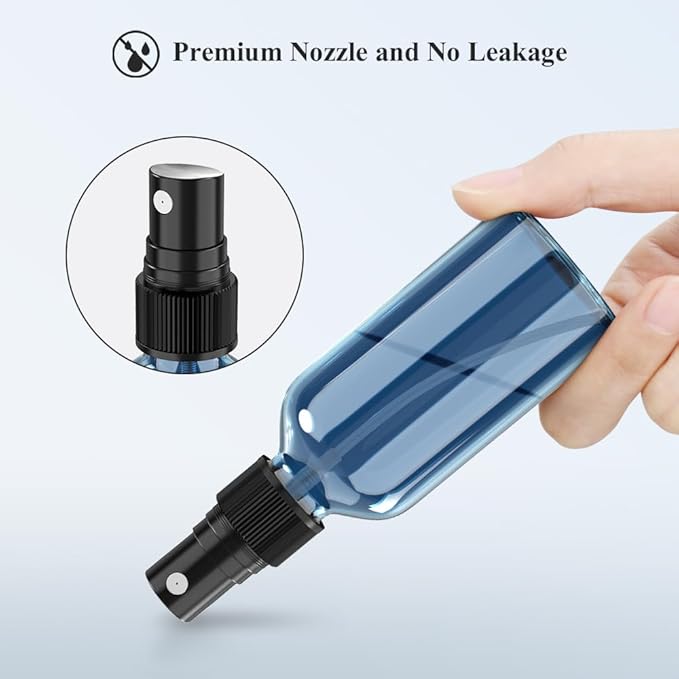 Wedama Spray Bottle, 4 oz Fine Mist Glass Spray Bottles, Little Refillable Liquid Containers for Watering Flowers Cleaning (16 Pack Indigo Blue)