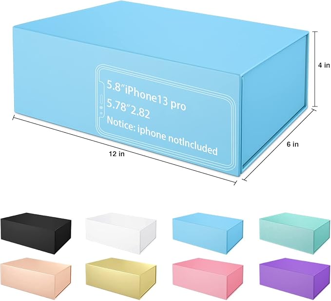 Blue Gift Box 12" x 6" x 4" with Magnetic Closure Lid Gifts Boxe for Presents,Bridesmaid Gifts Boxes,Cute Box,Birthday Gift Boxe,Luxury for Gifts Packaging, Magnetic Gift Boxes for Wrapping Gifts (Blue)