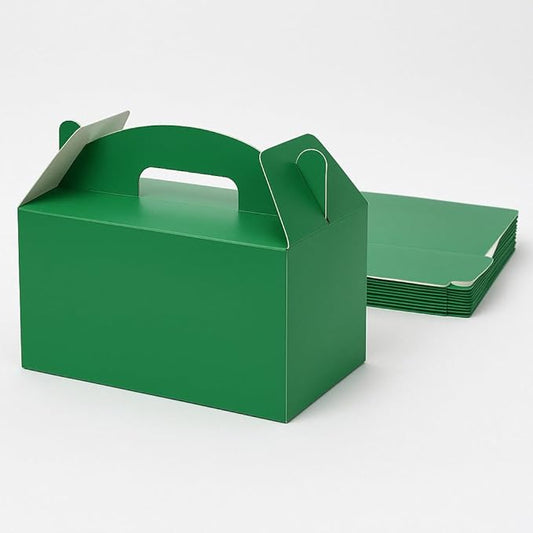 24Pack Large Party Favor Boxes,Green Treat Boxes, (9.45 * 5 * 5"),Large Goodie Boxes, Gable Gift Boxes with Handles,Candy Boxes for Kids Birthday Baby Shower Wedding Halloween Christmas.