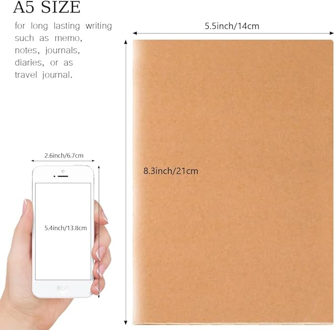 LIONSOUL 90 Pack A5 Blank Kraft Notebooks Bulk, Blank Paper Sketchbooks, Writing Blank Journal Notebook in Bulk, 80 Pages, 8.3x5.5 inch, for Gifts Travelers Office and School Supplies