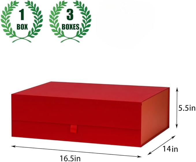 Extra Large Red Gift Box 16.5x14x5.5 Inches,Gift Boxs for Presents with Lid Magnetic Closure Collapsible,Bridesmaid Proposal Box,Birthday, Christmas,for Clothes and Large Gifts