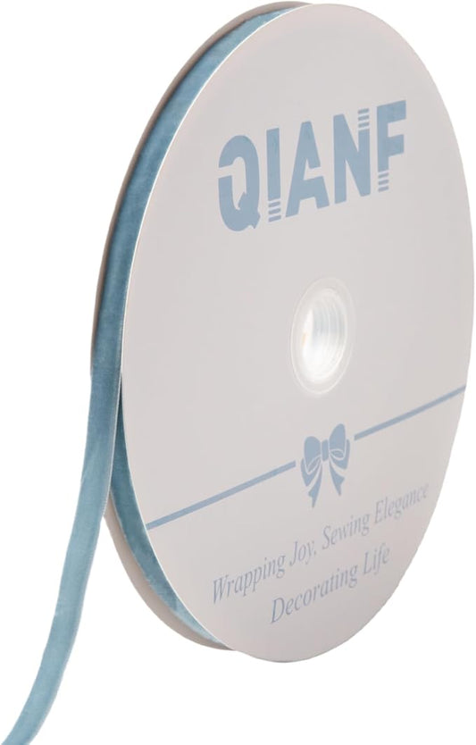 Vintage Dusty Blue Velvet Ribbon Christmas Ribbon for Gift Wrapping Crafts Christmas Tree Ornaments Garland Decorations, 3/8 Inch X 25Yd