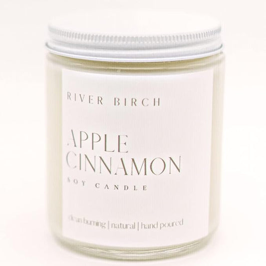 River Birch Candles Apple Cinnamon Scented Candle | Premium, All-Natural, Non-Toxic, Soy Candles | 8.5oz 40 Hr Burn Time | Cozy Relaxing Gifts for Home
