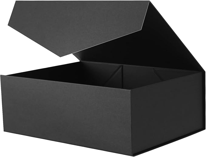 JINMING Sturdy Gift Box, 10.5x7.7x3.8 inches, Matte Black, Collapsible, Magnetic Closure, Rectangular, Groomsman Proposal Box