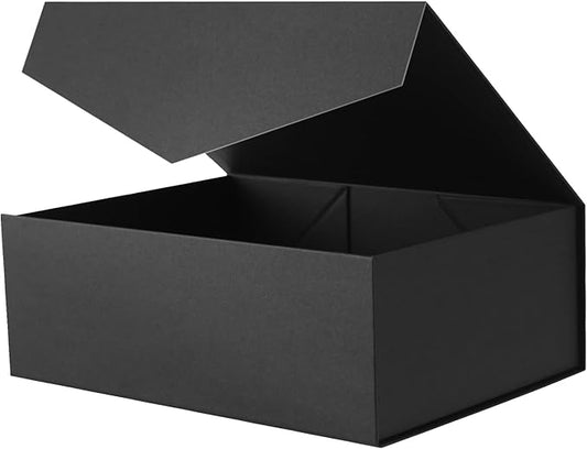 JINMING Sturdy Gift Box, 10.5x7.7x3.8 inches, Matte Black, Collapsible, Magnetic Closure, Rectangular, Groomsman Proposal Box