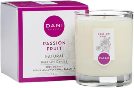 DANI Naturals Soy Candle - Passion Fruit Scent, 100% Pure Soy Wax, Kosher, Non-Toxic, Long-Lasting Burn - 7.5 oz