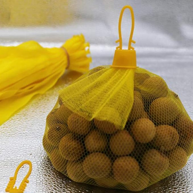 100pcs Seafood Boiling Bags, Plastic Reusable Mesh Produce Bags, Crawfish Bags Boiling Bags, Mesh Onion Bags, Fruit and Vegetable Produce Bag (24inch and Loop-Style Closures green)