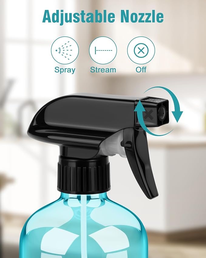 Glass Spray Bottle, Light Blue Glass Spray Bottle Set & Accessories Refillable for Plants Window Cleaners Aromatherapy Facial hydration Watering Flowers Hair Care (2 Pack/16oz) (Light Blue)