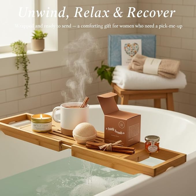 Unboxme Tea Gift Box Care Package - Get Well Soon Gifts for Women with Socks, Mug, Chai Tea & Honey - Sympathy, Thinking of You, After Surgery