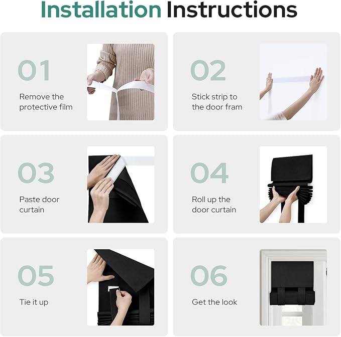 HOMEIDEAS 100% Linen Blackout Sidelight Curtains for Front Door, Side Door Window Curtains, Small Window,Thermal Insulated Covering, 1 Panel, W12 X L40 Inch, Black