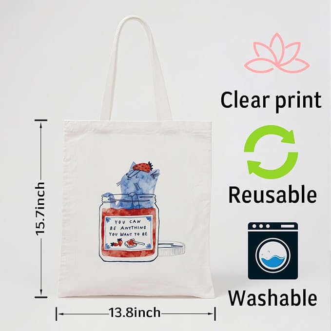 Inspirational Canvas Tote Bag, You Can Be Anything You Want To Be Reusable Shoulder Bags, Christmas Gifts to Friends, Holiday Gift Bags for Wrap Storage, Inspirational Canvas Totes for Work Traveling